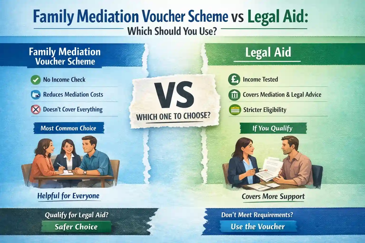 Family Mediation Voucher Scheme vs Legal Aid: Which Should You Use England?
